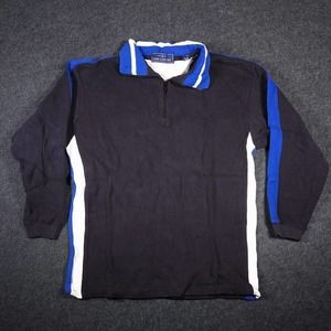 John Ashford Shirt Mens Medium 1/4 Zip Black Long Sleeve Pullover Turtleneck Y2K